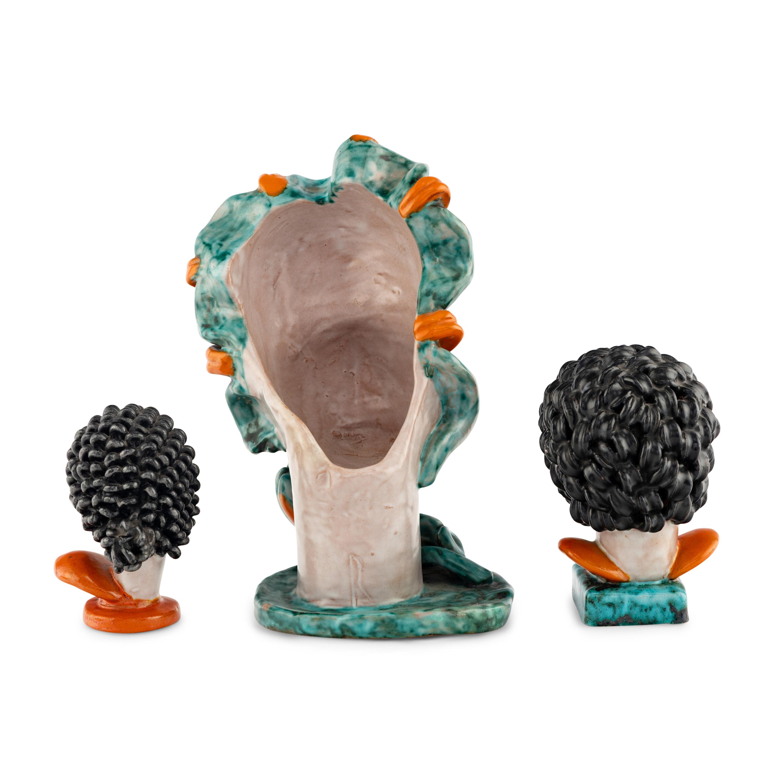 Friedrich Goldscheider Austria, Early 20th — Large Vase and Two Busts, c. 1935