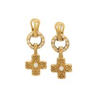 KATY BRISCOE, YELLOW GOLD AND DIAMOND CONVERTIBLE EARRINGS