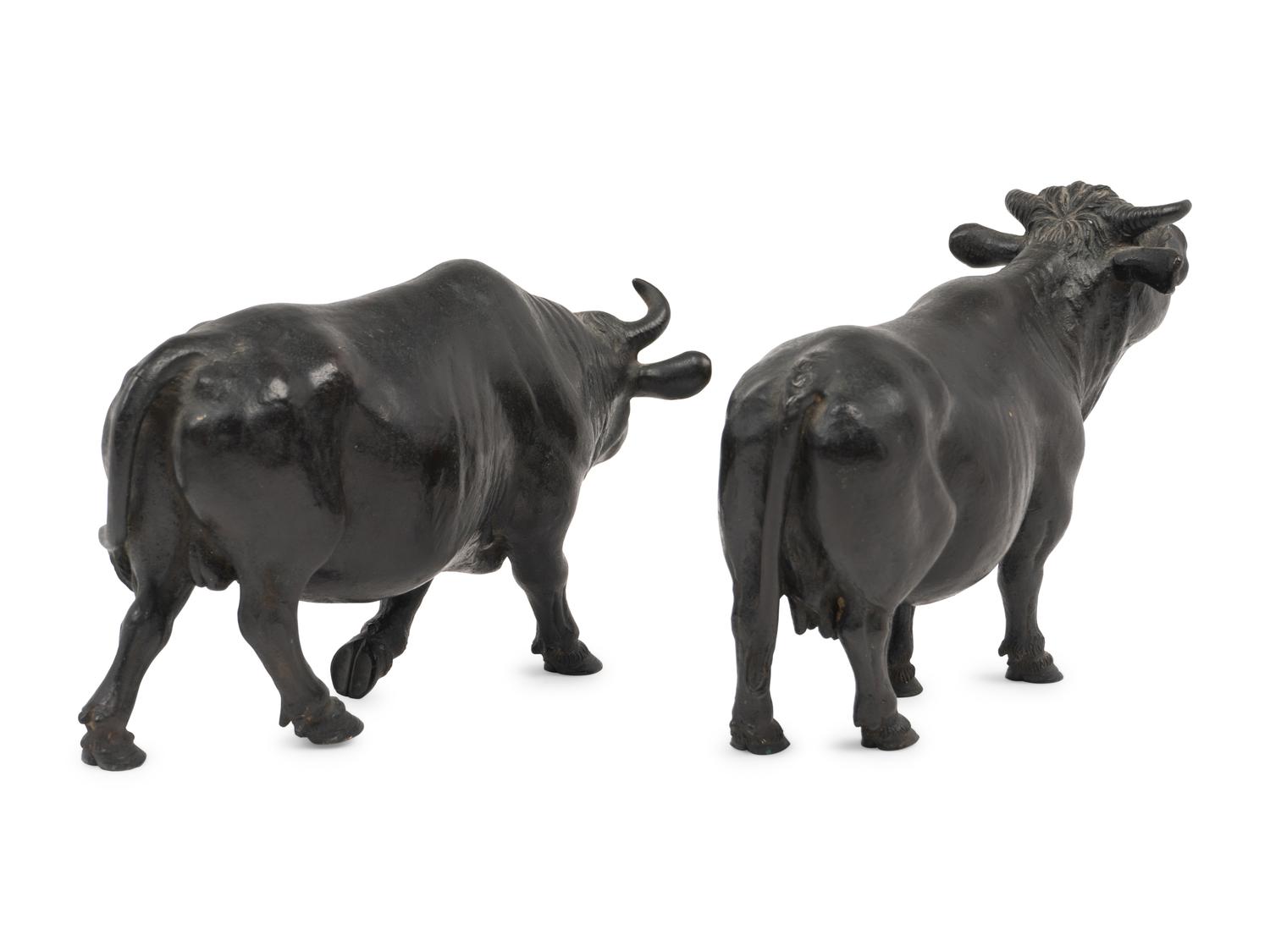 A Pair of Bronze Bulls