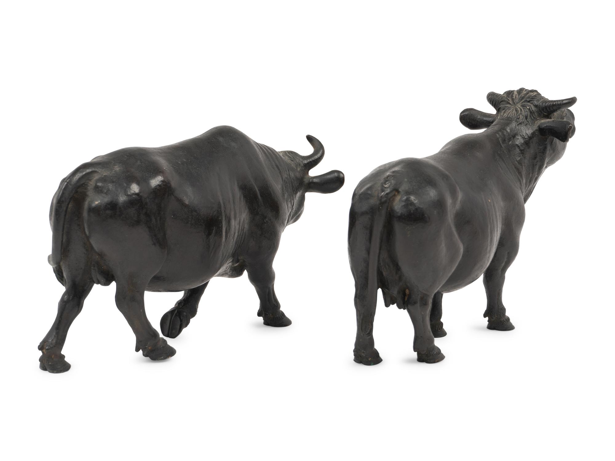 A Pair of Bronze Bulls