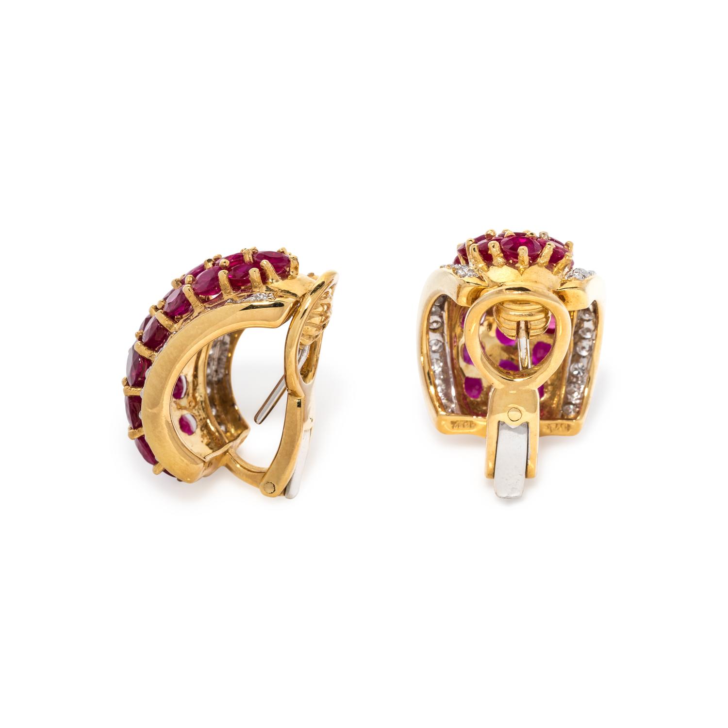 RUBY AND DIAMOND EARCLIPS