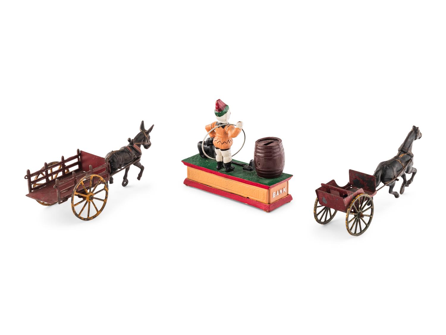 Three Painted Cast Iron Toys
