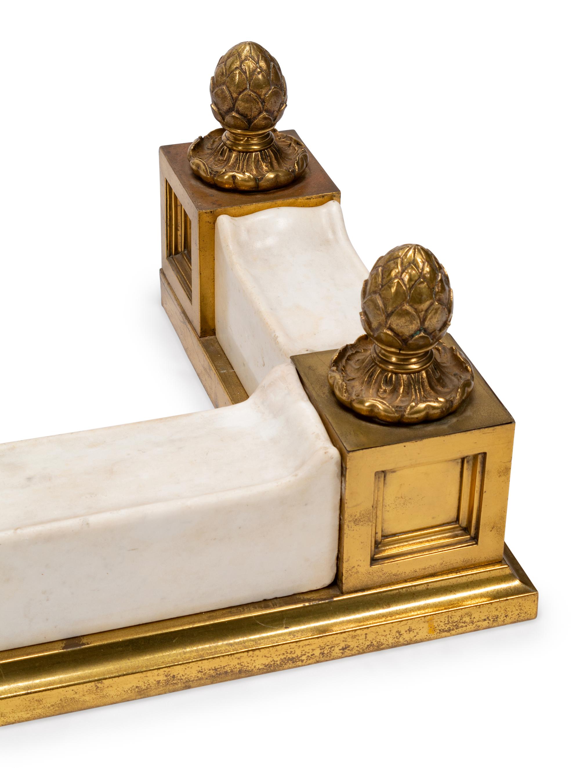 A Continental Gilt Bronze and Marble Fireplace Suite