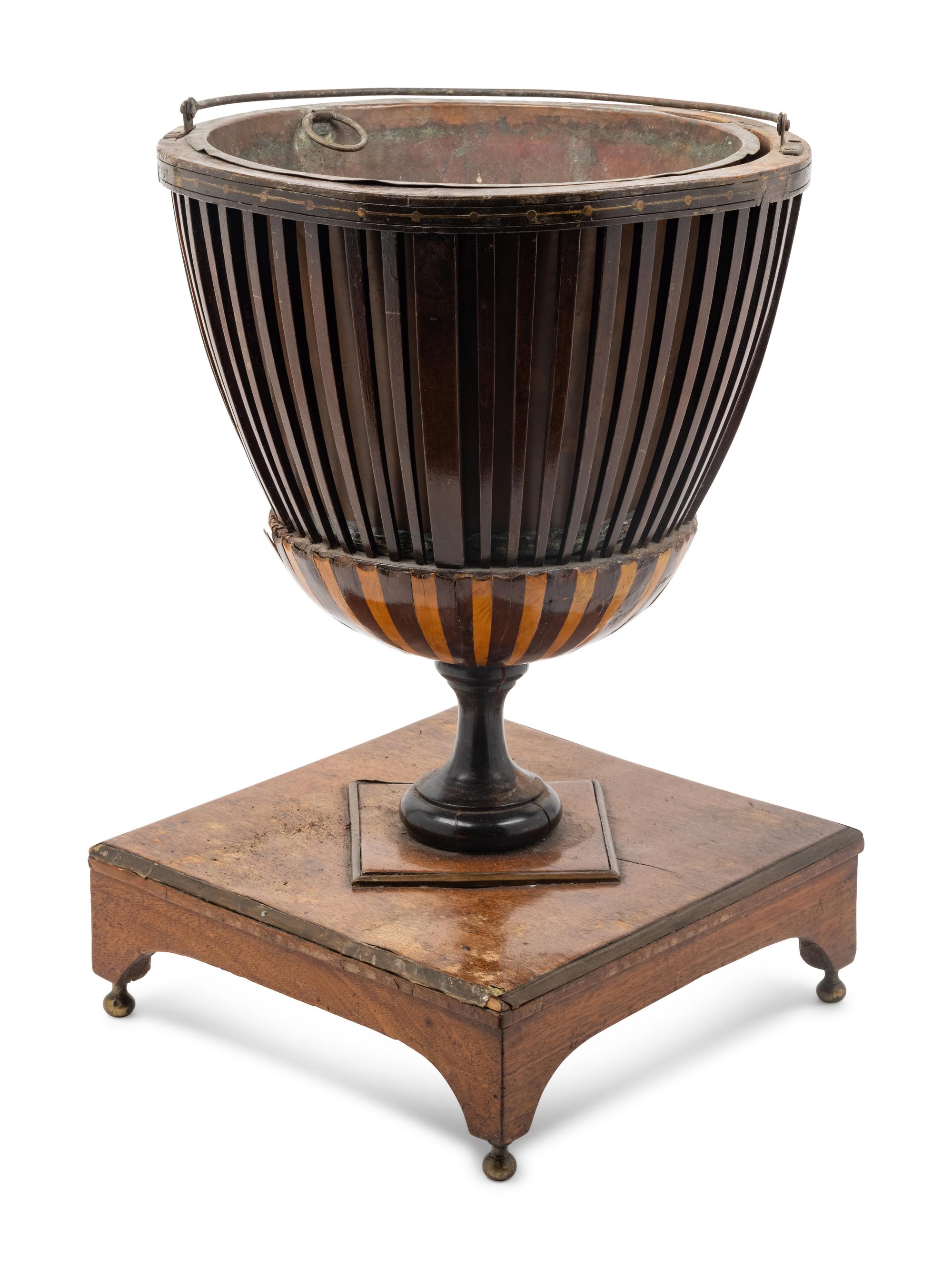 A George III Inlaid Mahogany Bucket on Stand