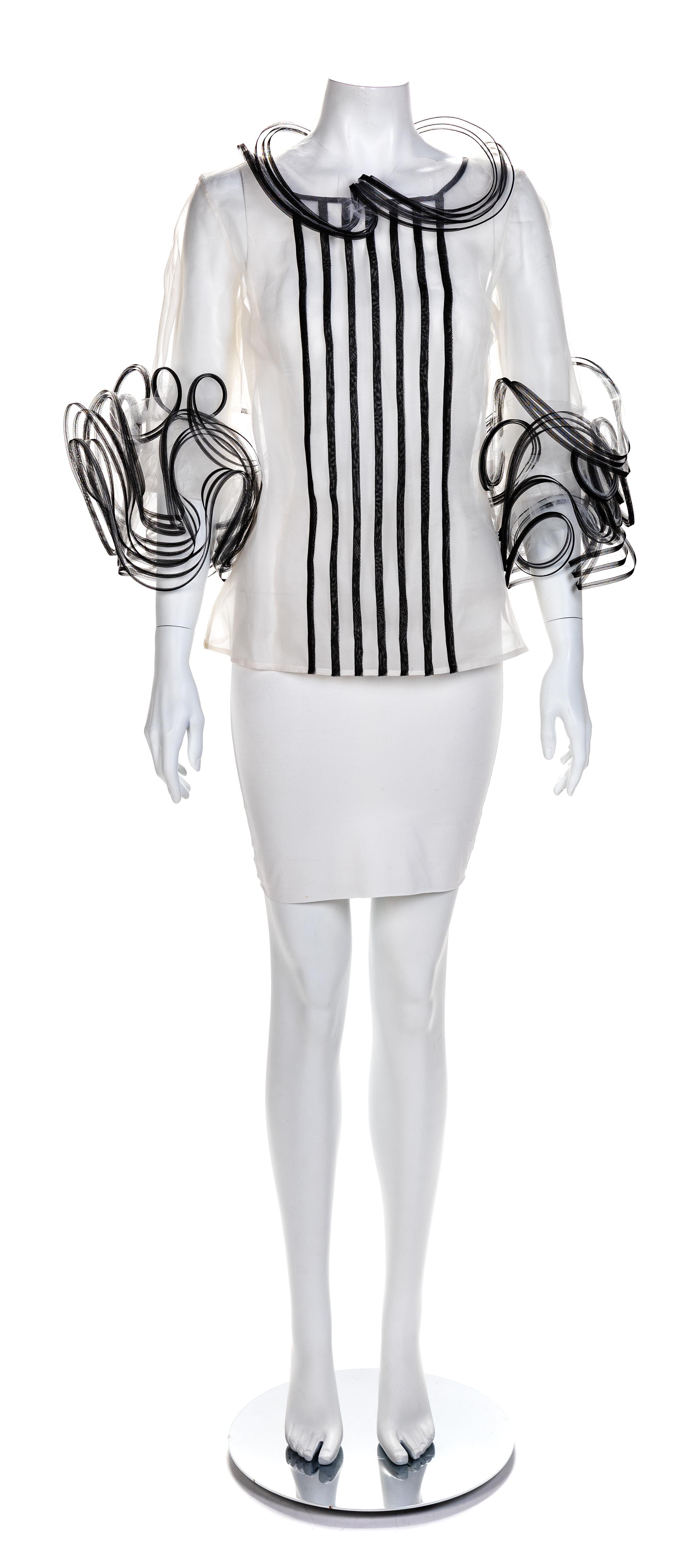 Oscar de la Renta Sheer Net Tulle Blouse, 2000s No size label