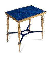 A Pair of Louis XVI Style Lapis Lazuli and Gilt Bronze Occasional Tables