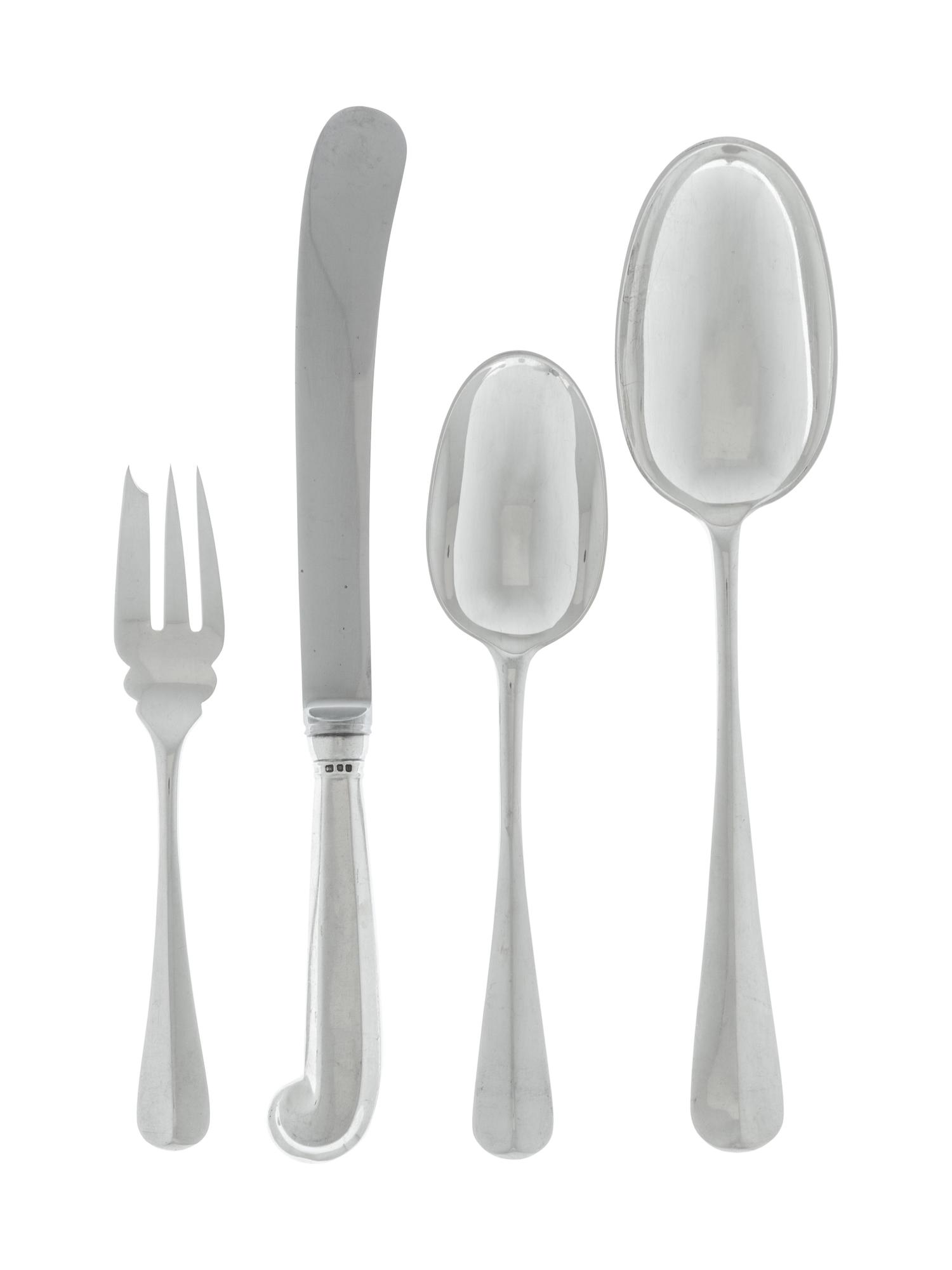 An English Silver Flatware Service
