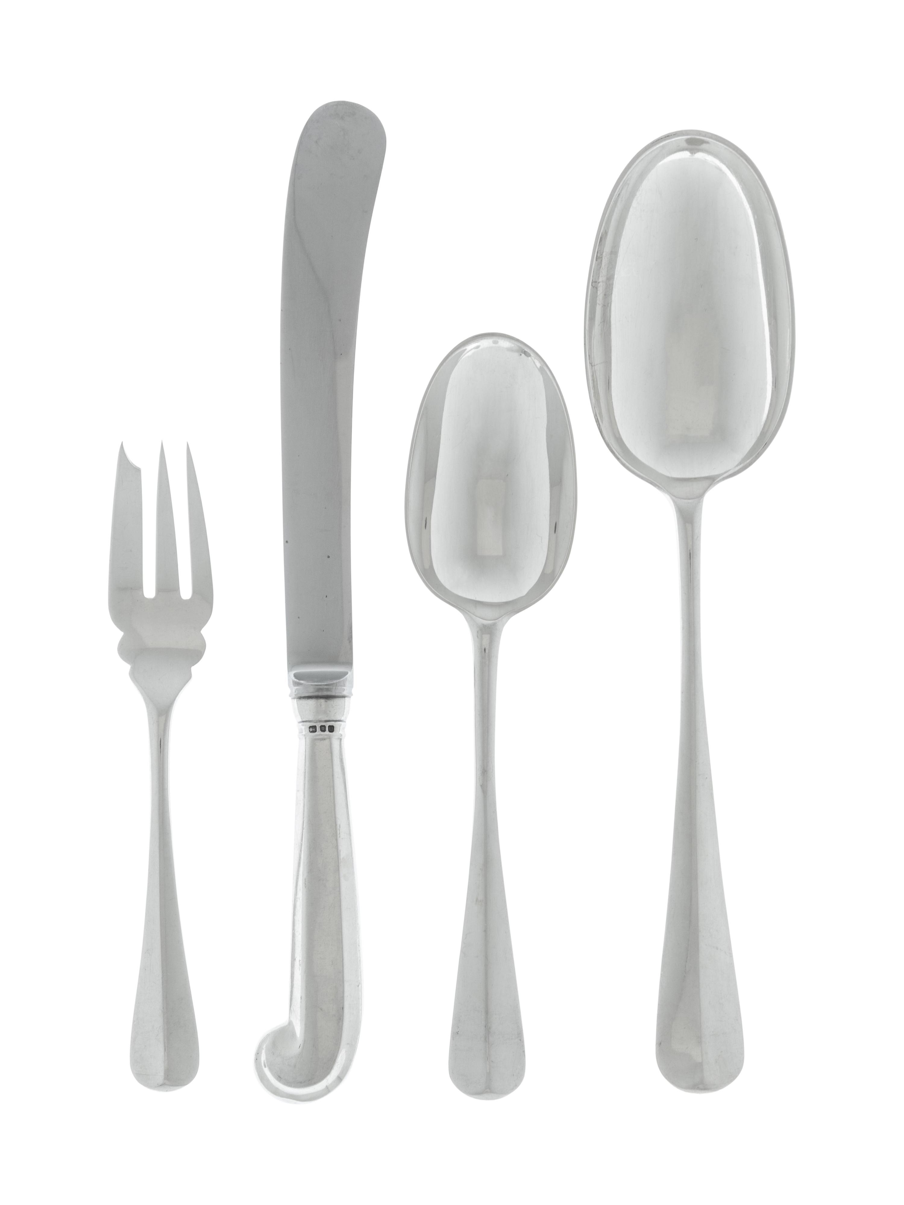 An English Silver Flatware Service