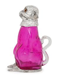 An English Silver-Plate and Glass Monkey Decanter