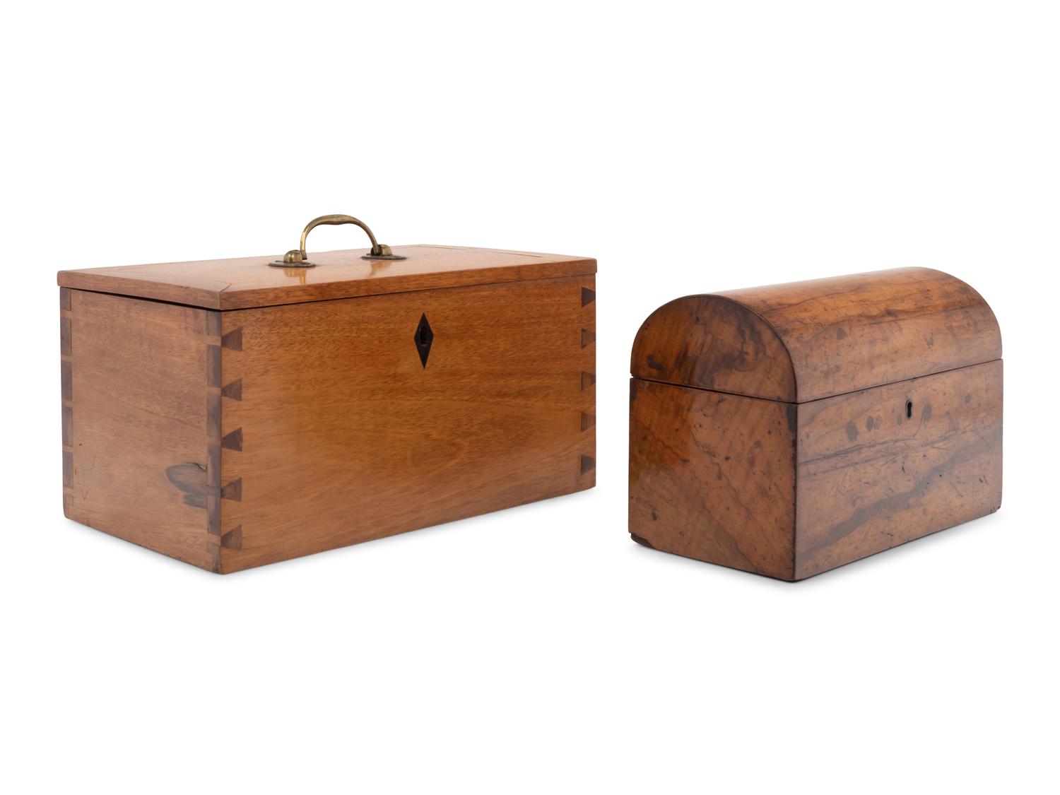 Two Continental Wood Table Caskets