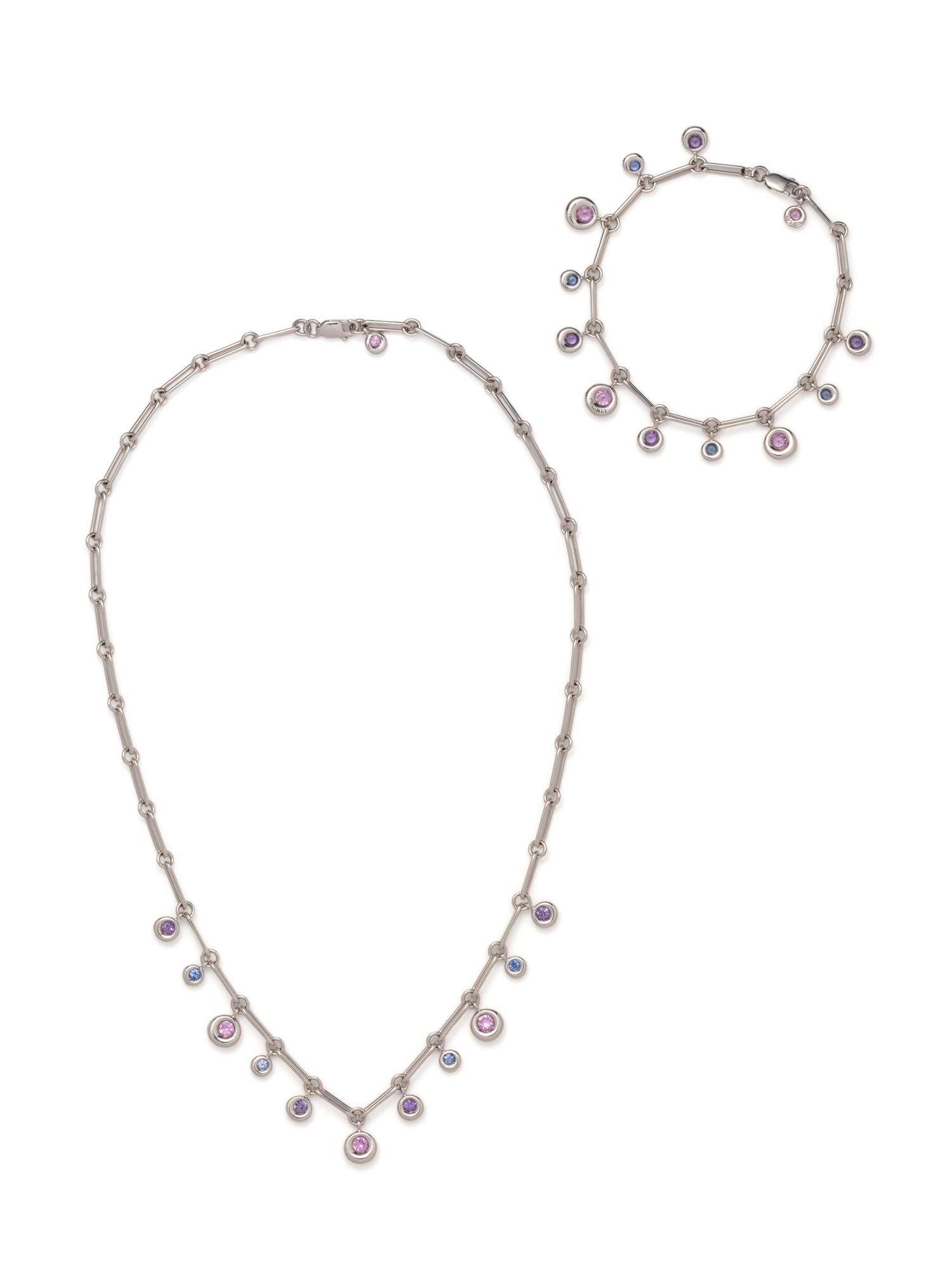 CHAUMET, WHITE GOLD AND MULTICOLOR SAPPHIRE SET