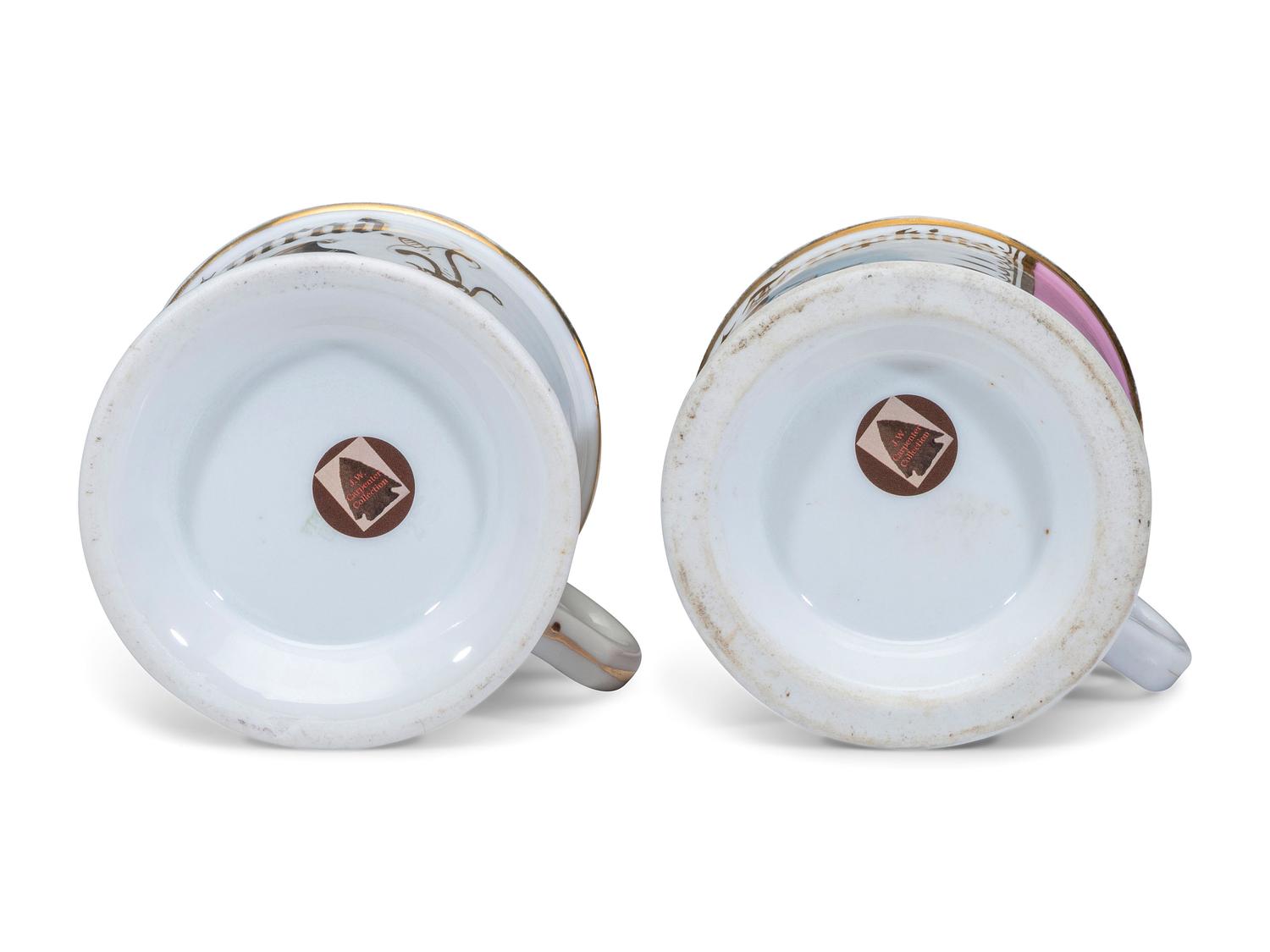 Two Cobbler's Porcelain Occupational Shaving Mugs