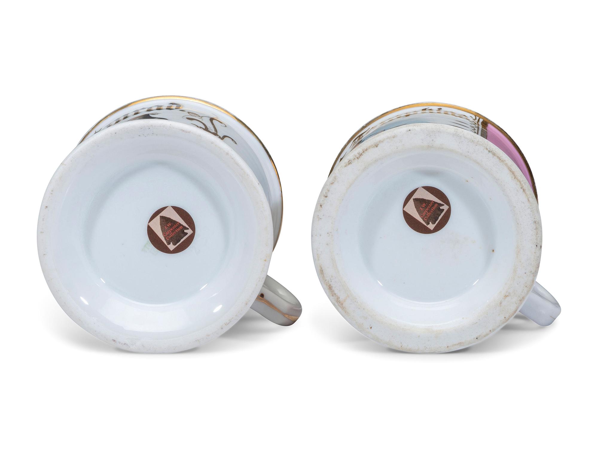 Two Cobbler's Porcelain Occupational Shaving Mugs