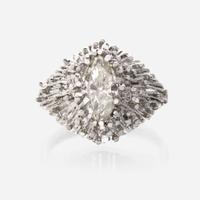 An eighteen karat gold and diamond ring