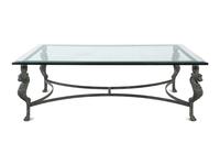A Pompeiian Style Glass-Top Metal Low Table