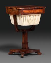 A Late Classical Figured Mahogany Sewing Table