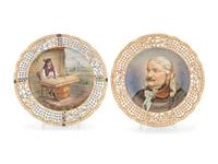 Two Herend Porcelain Reticulated Cabinet Plates