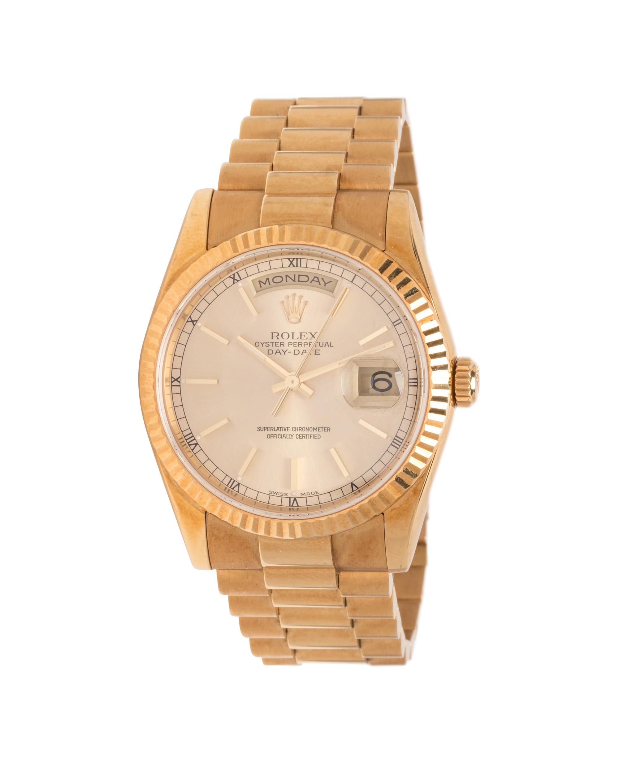 ROLEX, 18K YELLOW GOLD REF. 118238 'DAY-DATE' WRISTWATCH, CIRCA 2001