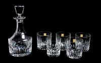 A Saint Louis Decanter and Lowball Set Height of decanter 10 1/2 inches.