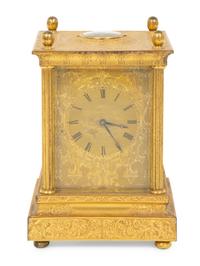 An English Engraved Ormolu Carriage Clock