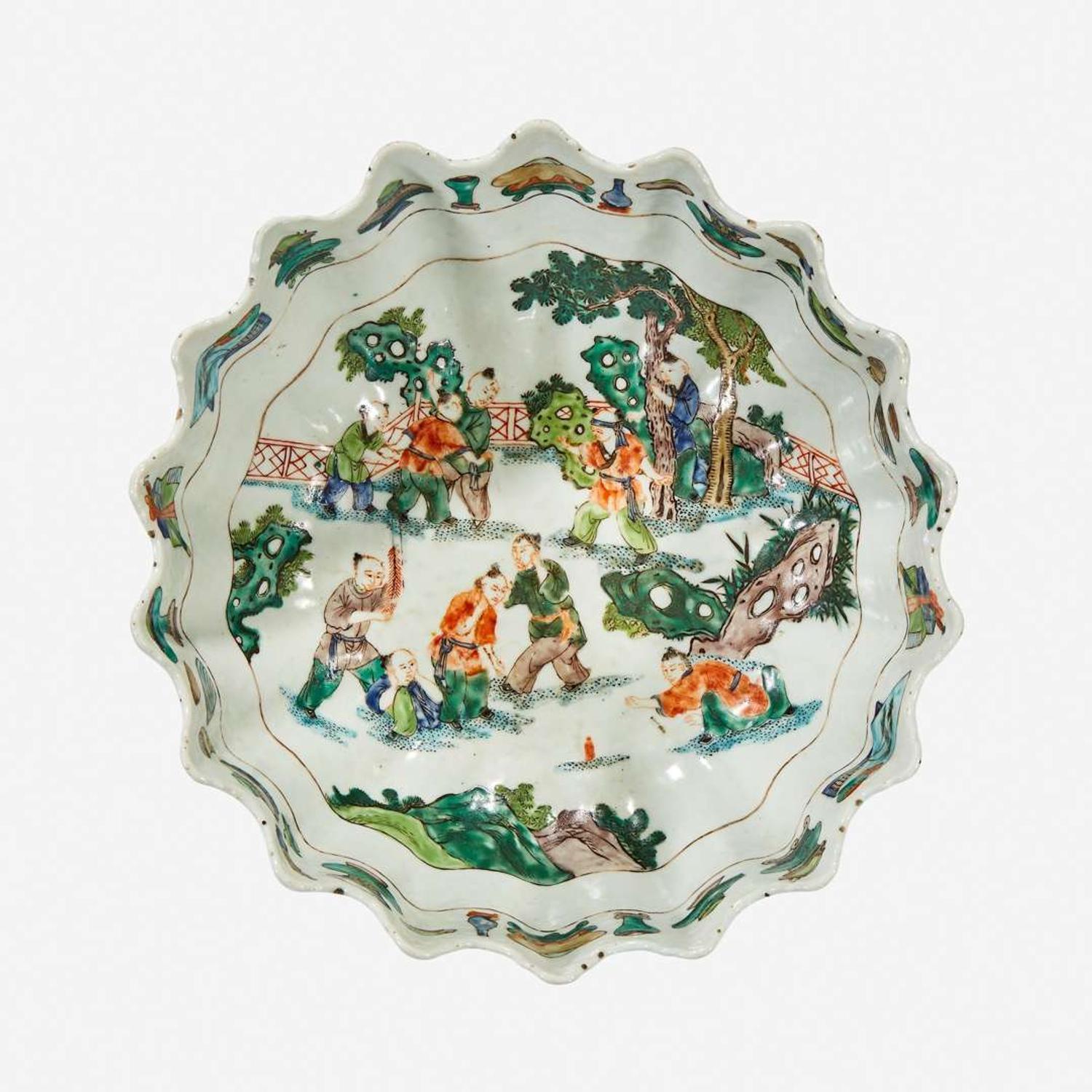 A famille verte-decorated porcelain lobed bowl probably 19th /20th Century