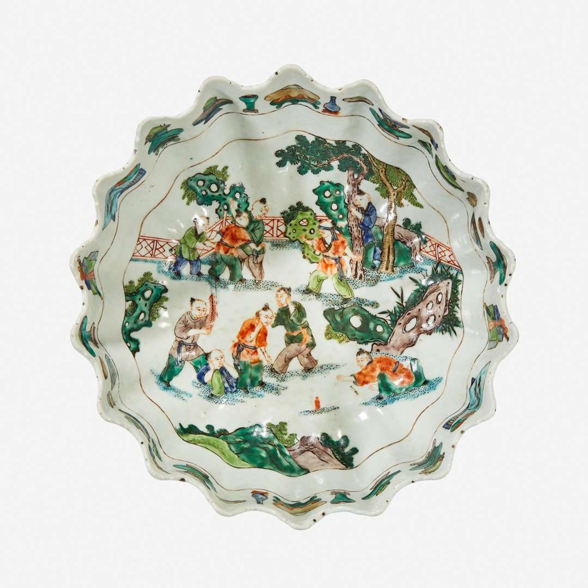 A famille verte-decorated porcelain lobed bowl probably 19th /20th Century