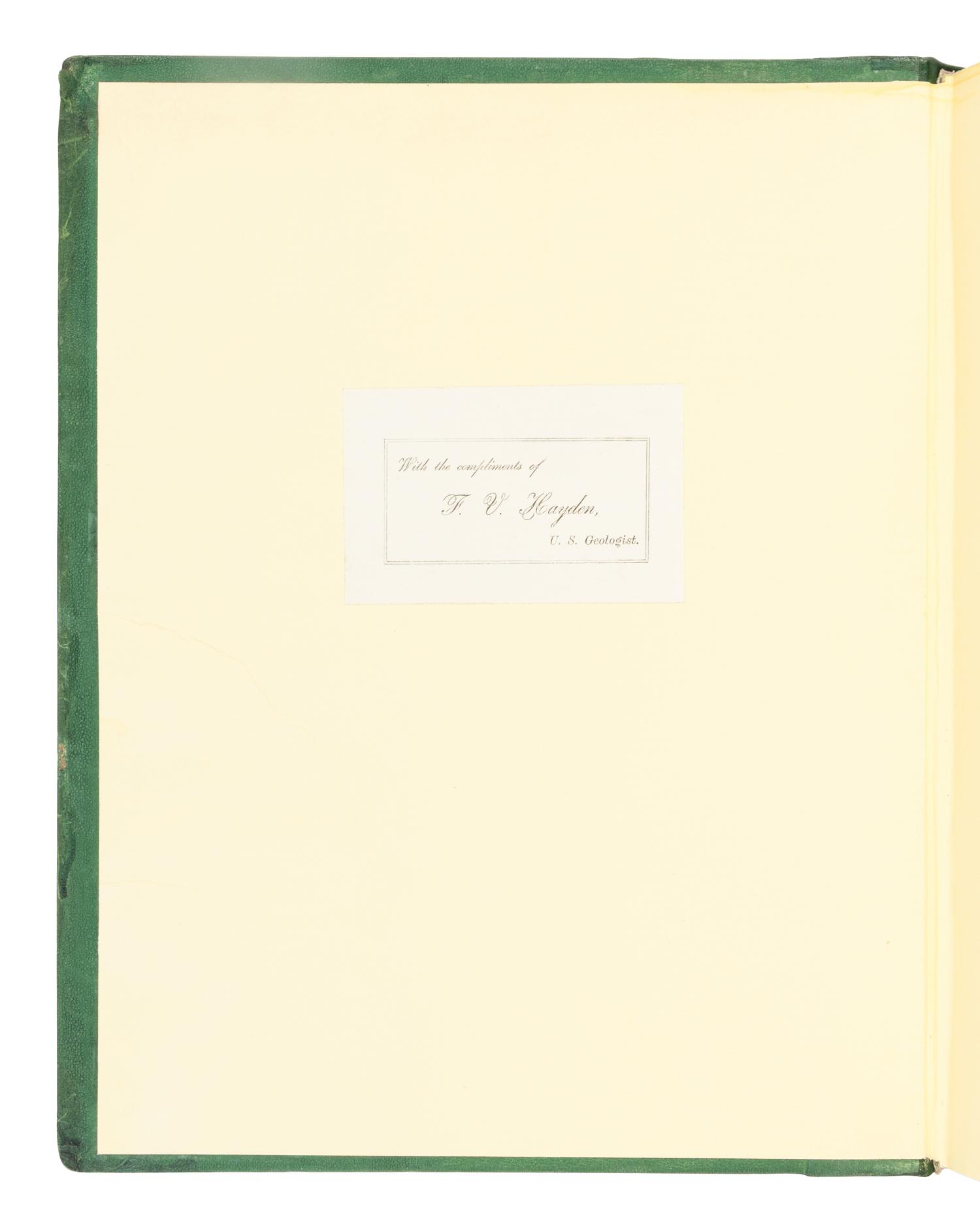 [AMERICANA]. HAYDEN, Ferdinand V. (1829-1887). Profiles, Sections and Other Illustrations, Designed to Accompany the Final Report of the Chief Geologist of the Survey and Sketched under his Directions . New York, Julius Bien, 1871.
