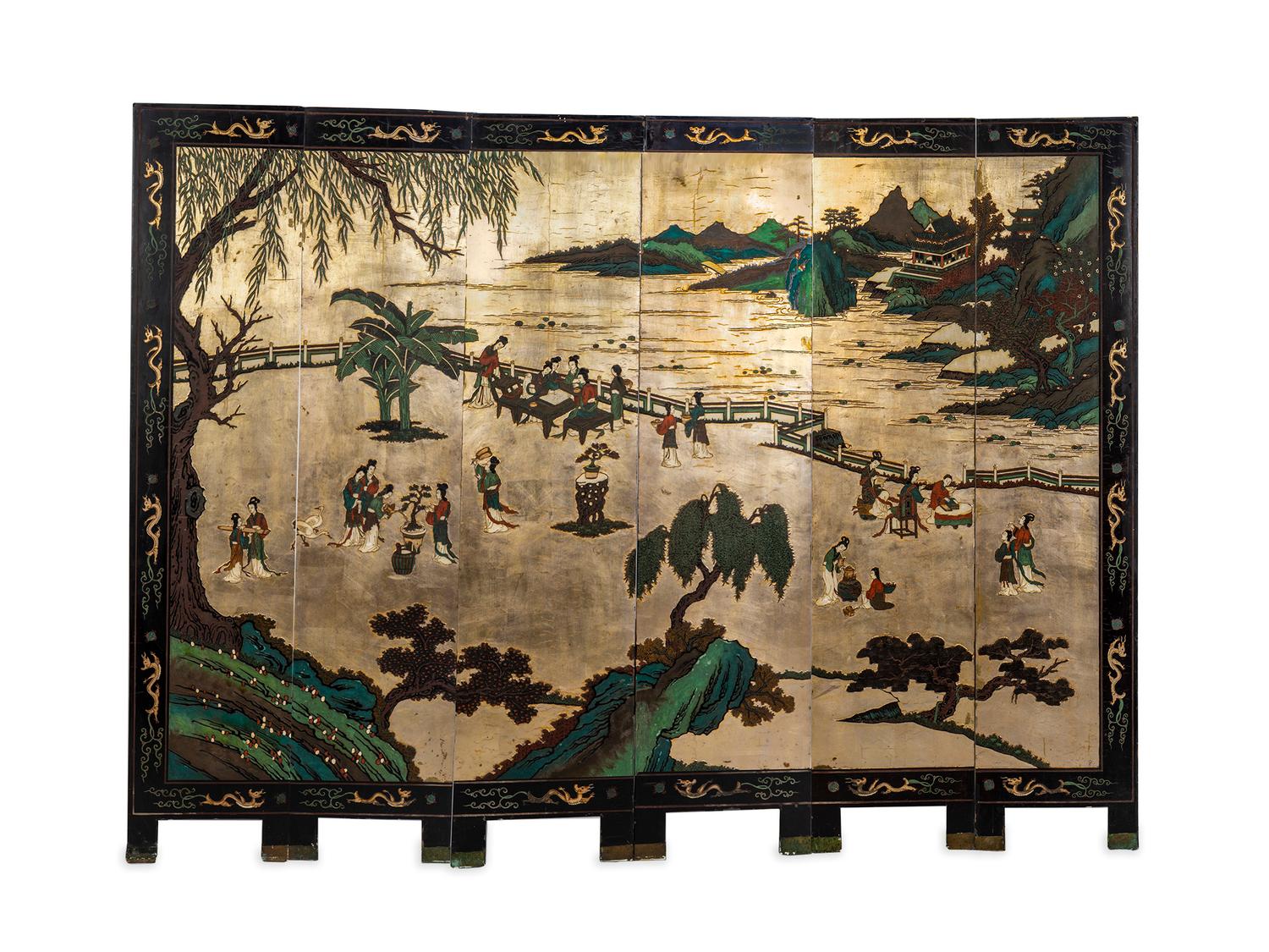 A Chinese Six Panel Floor Screen — 20TH CENTURY