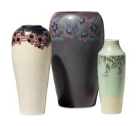 Three Artist Decorated Rookwood Pottery Floral Vellum Vases