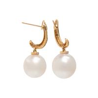 SOUTH SEA CULTURED PEARL, DIAMOND, AND YELLOW GOLD EARRINGS