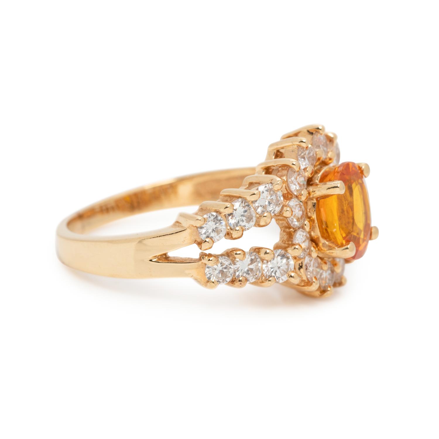 ORANGE SAPPHIRE AND DIAMOND RING