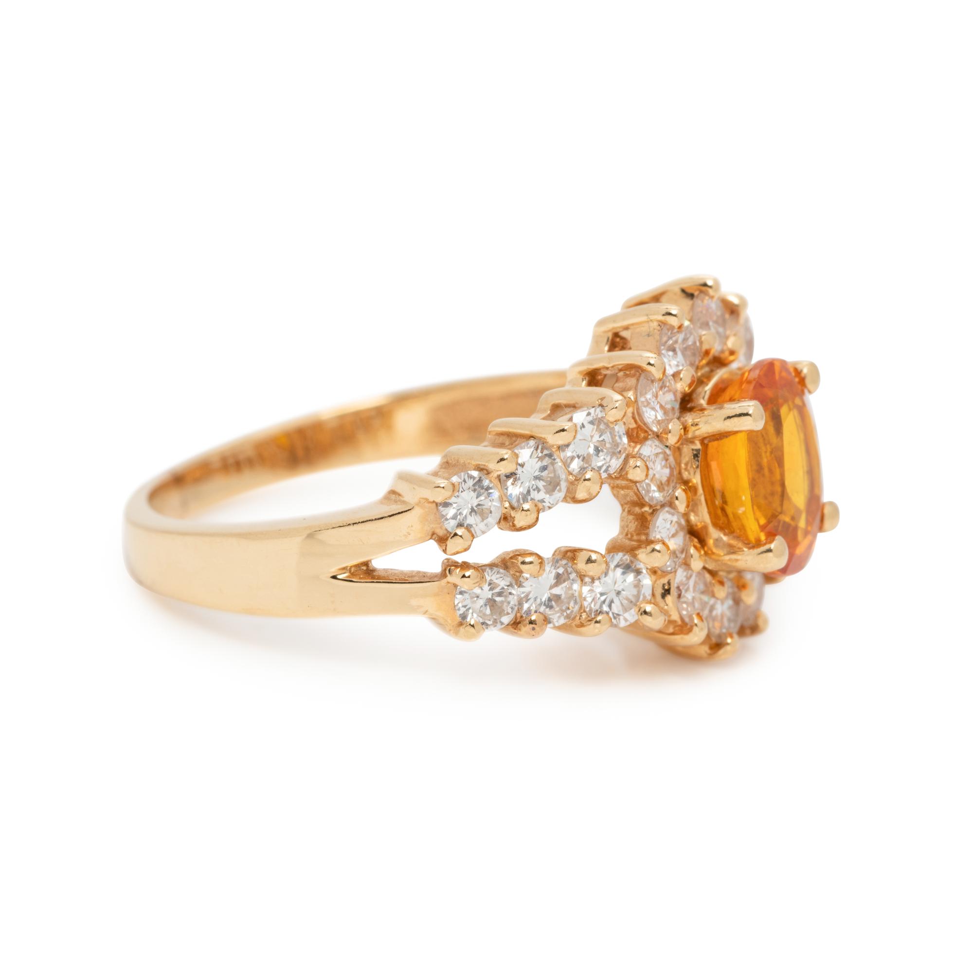 ORANGE SAPPHIRE AND DIAMOND RING