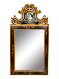A French Chinoiserie-Decorated Giltwood Mirror