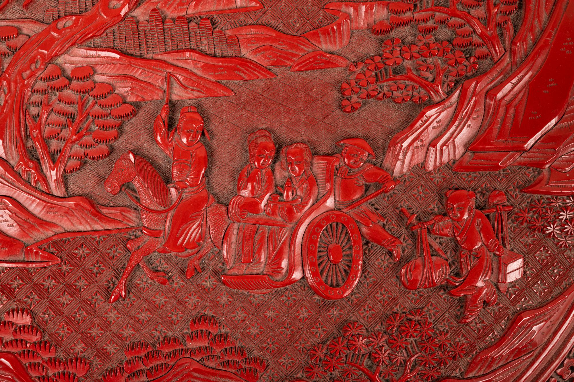 A Chinese Carved Red Lacquer Circular Covered Box