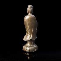 A finely cast and patinated and silver-wire inlaid figure of Guanyin 漆銅嵌銀絲觀音造像 Shisou mark ???