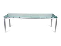 A Brushed Metal, Frosted Glass and Wood Atavola Extension Dining Table