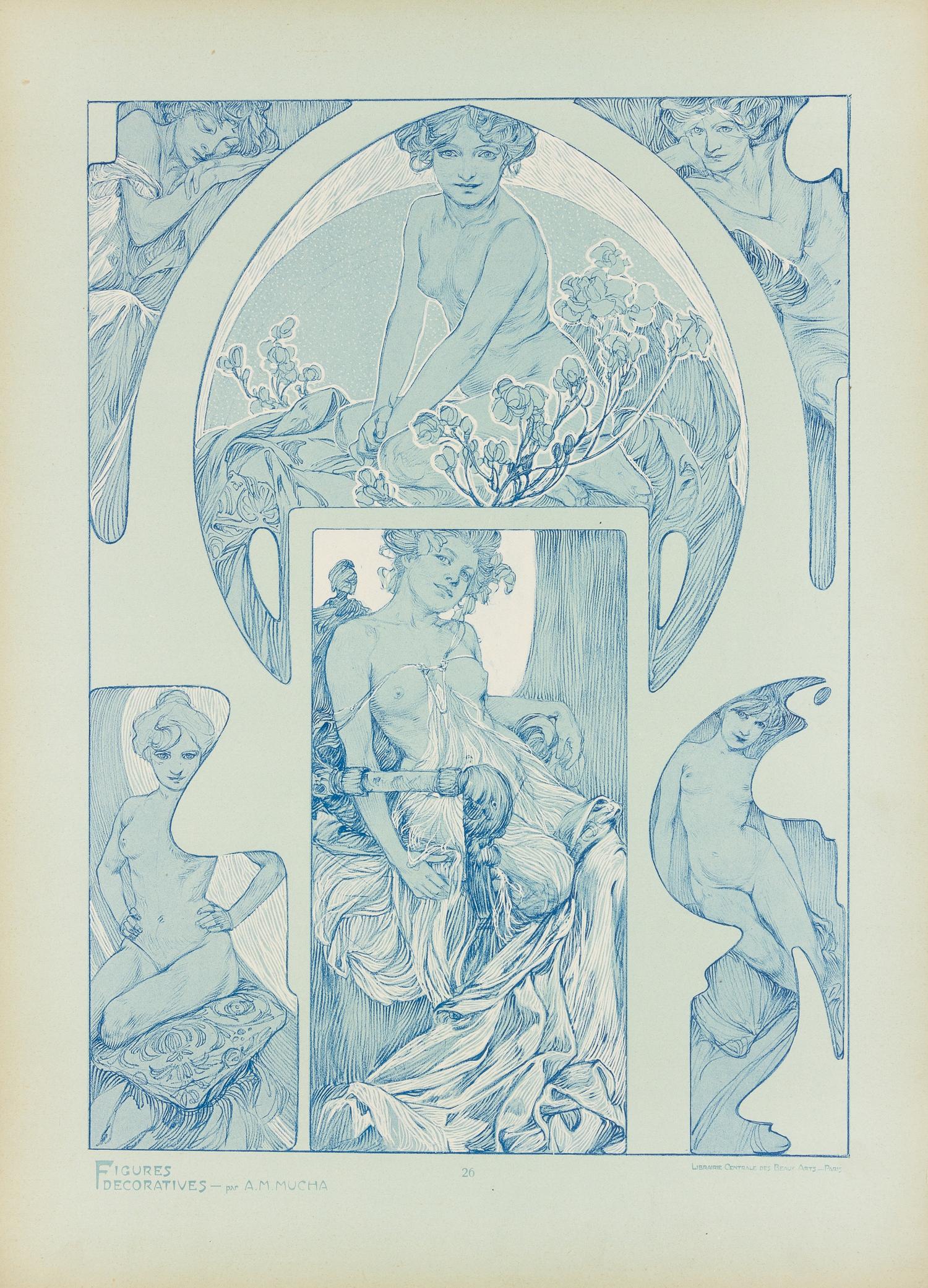 MUCHA, Alphonse (1860-1939). Figures Décoratives. Paris: Librairie Centrale des Beaux-Arts, [n.d.].