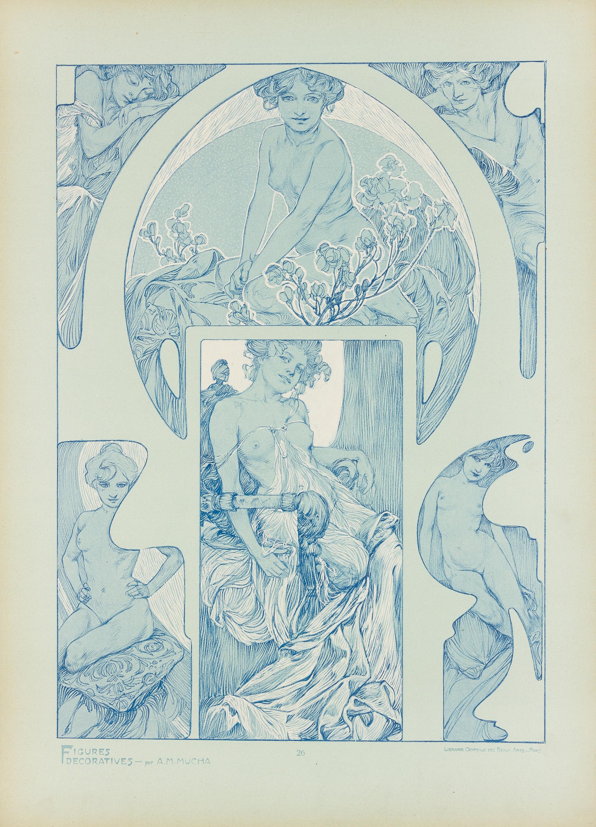 MUCHA, Alphonse (1860-1939). Figures Décoratives. Paris: Librairie Centrale des Beaux-Arts, [n.d.].