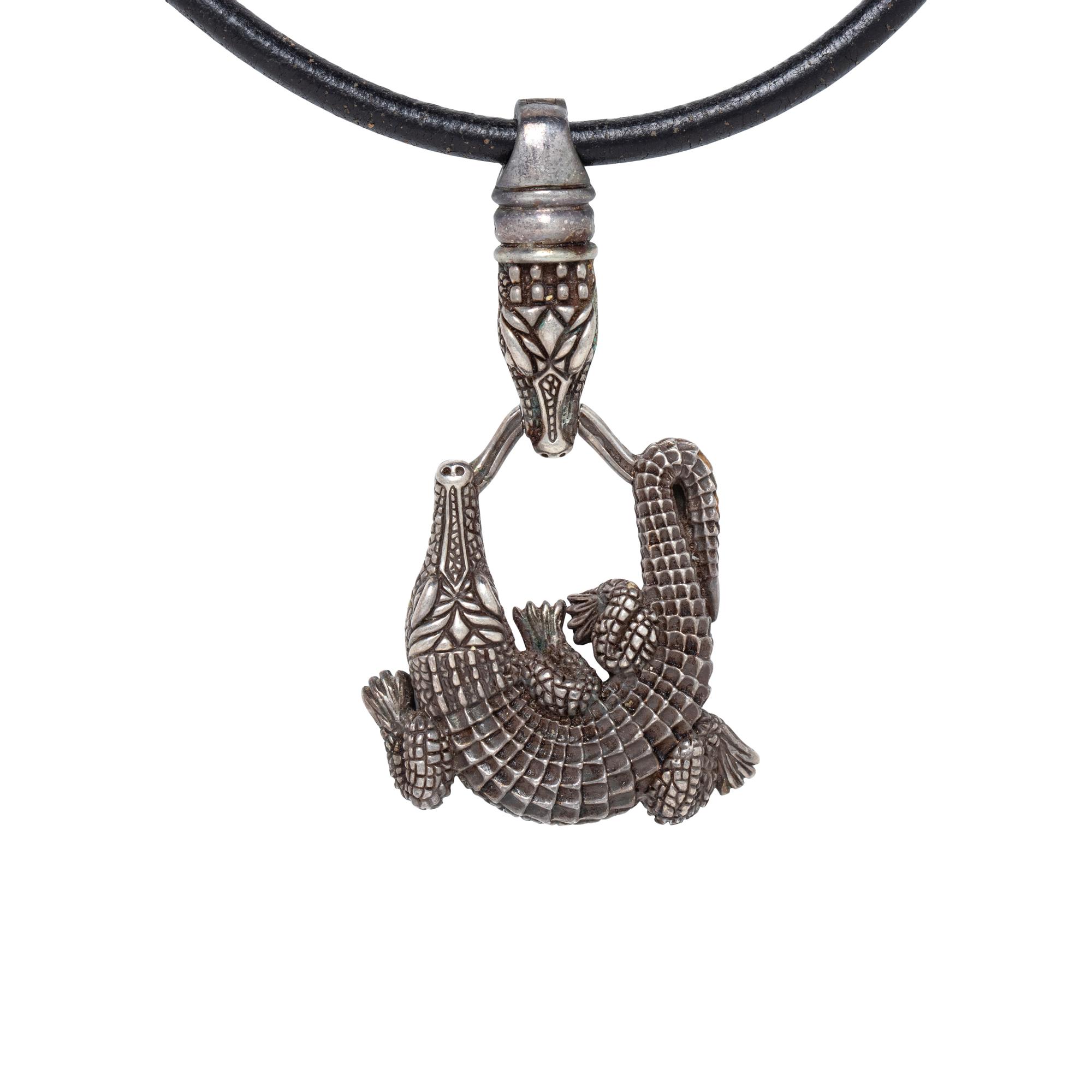 Kieselstein-Cord, Sterling Crocodile Pendant Necklace