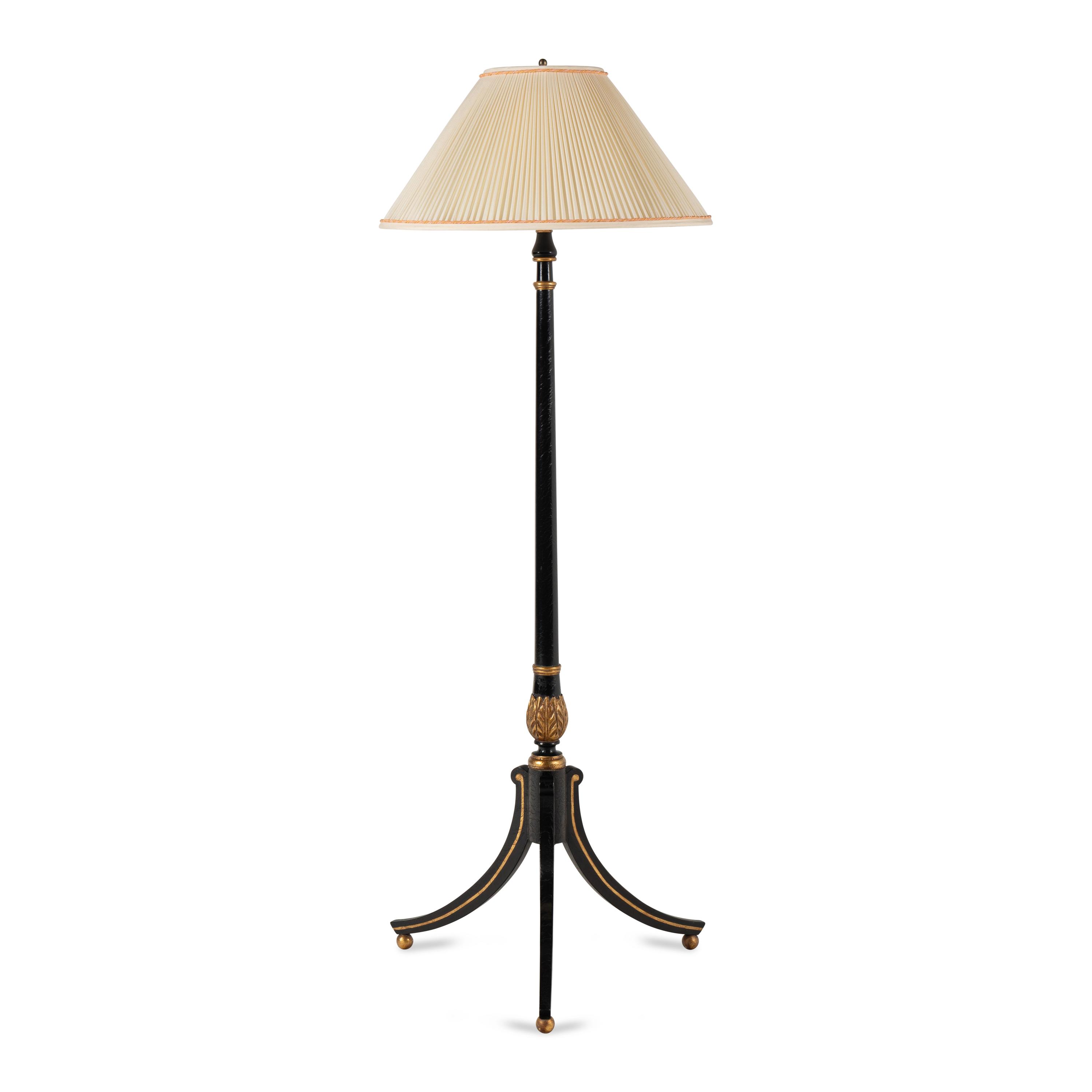 An Ebonized and Parcel Gilt Floor Lamp