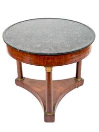 A French Empire Gilt Metal Mounted Marble Top Walnut Center Table — 19TH CENTURY