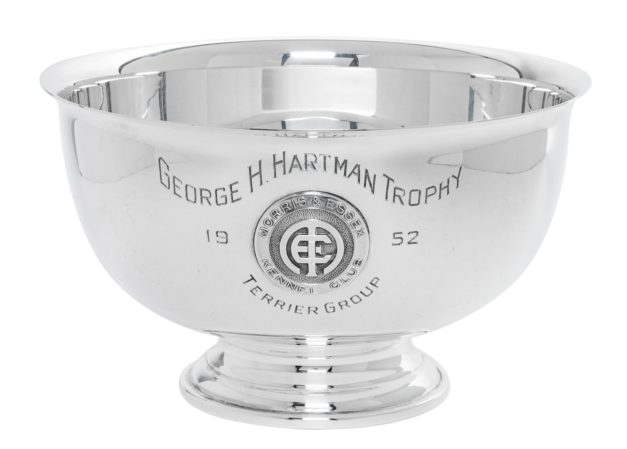 An American Silver Trophy Bowl, John C. Moore & Son, New York, NY, George H. Hartman Trophy, Terrier Group, 1952
