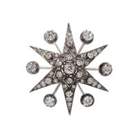 ANTIQUE, DIAMOND STARBURST BROOCH