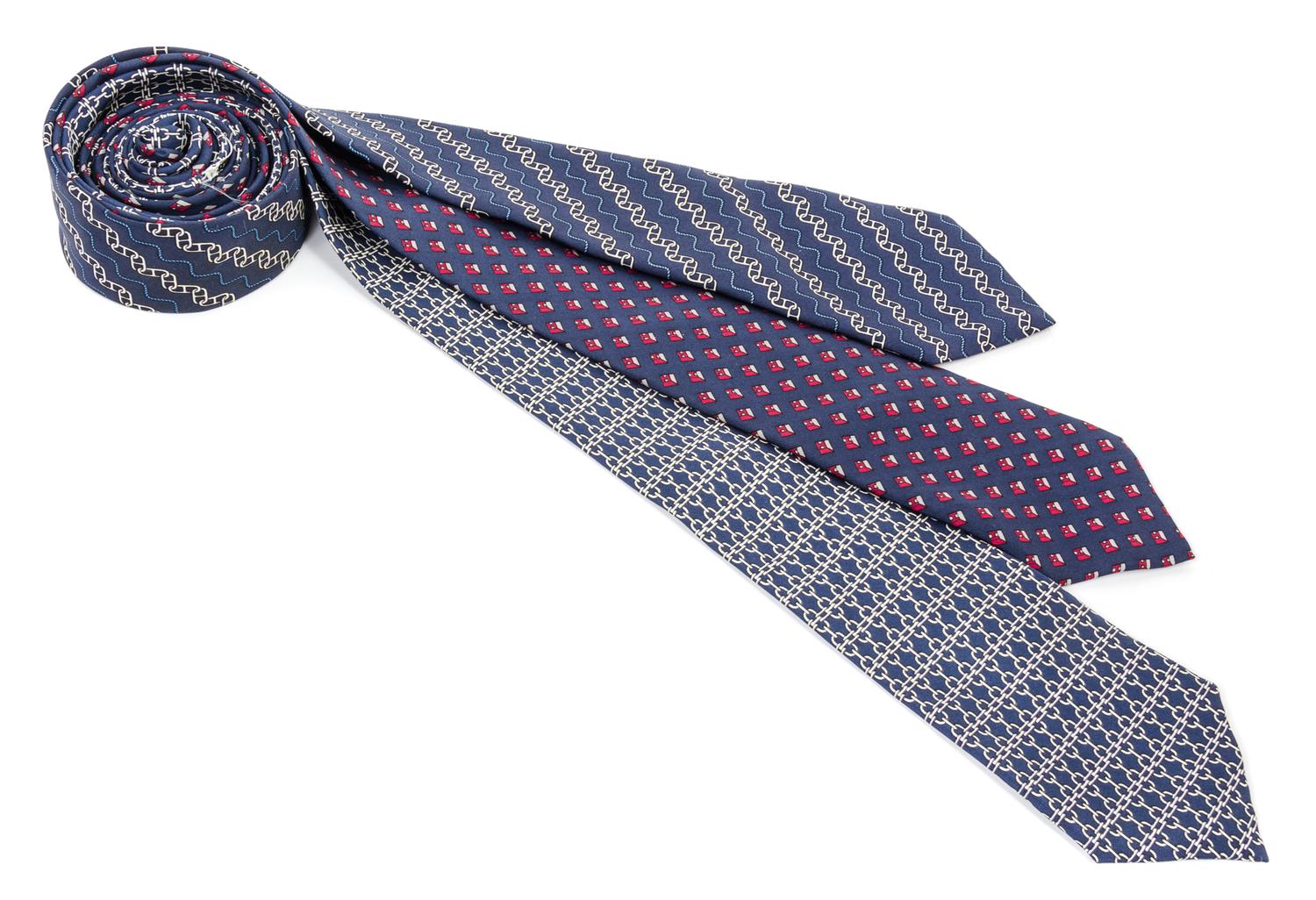A Group of Three Hermes Silk Ties,
