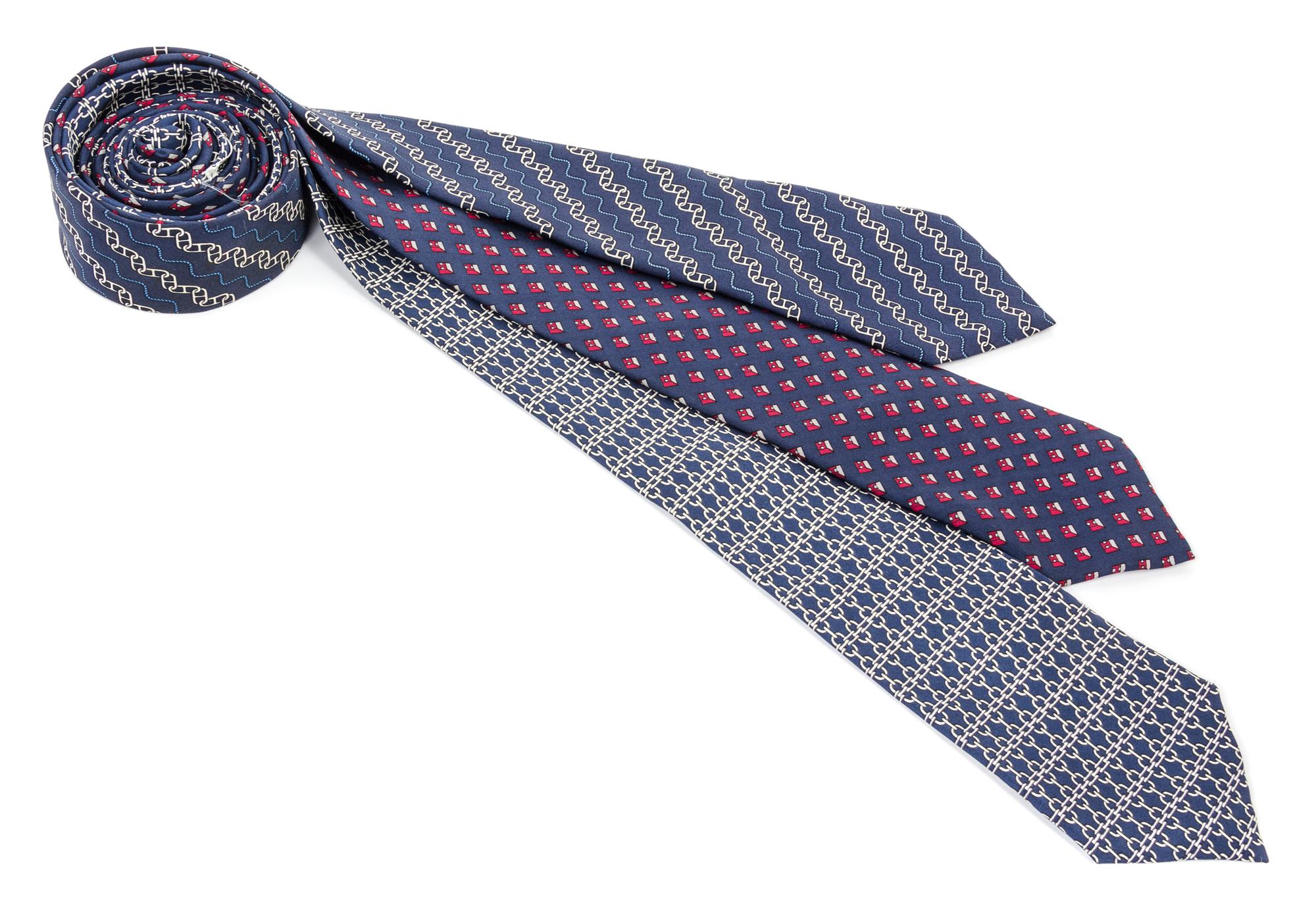 A Group of Three Hermes Silk Ties,
