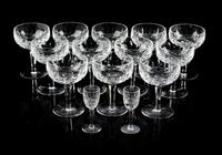 A Waterford Cut Glass Stemware Set Height of champagne coupe 5 1/4 inches. — 20TH CENTURY