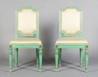 A Pair of Louis XVI Style Painted Armchairs, Height 37 inches.
