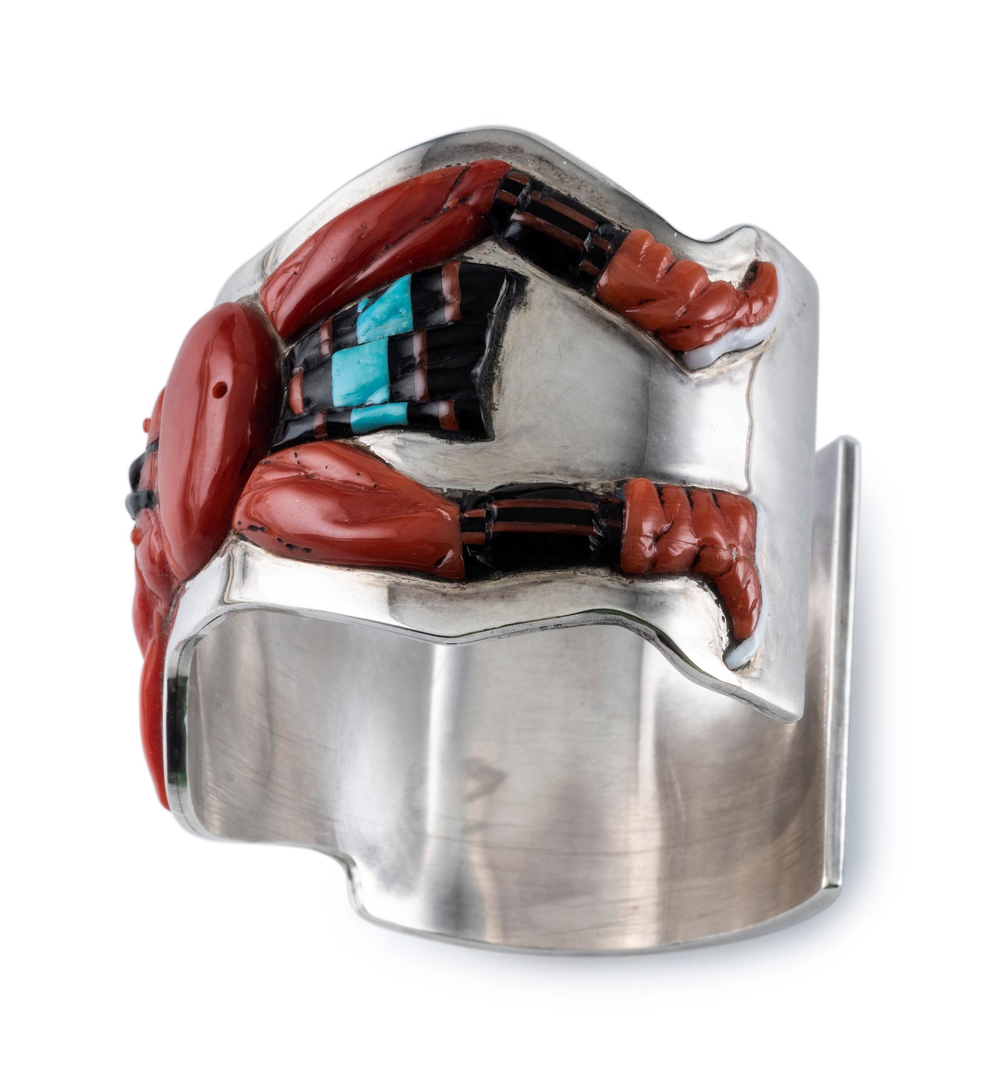 Silver and Mosaic Inlay Mudhead Cuff Bracelet