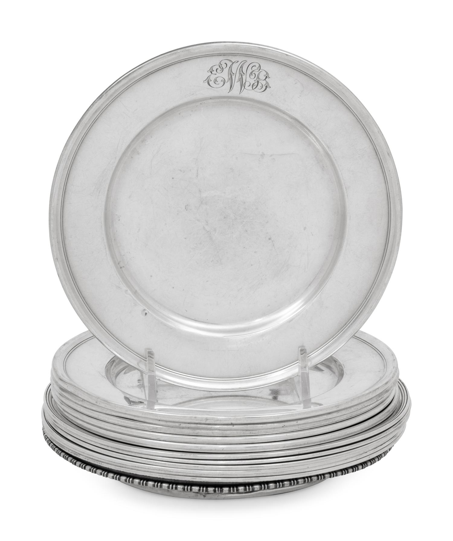 A Collection of American Silver Bread Plates