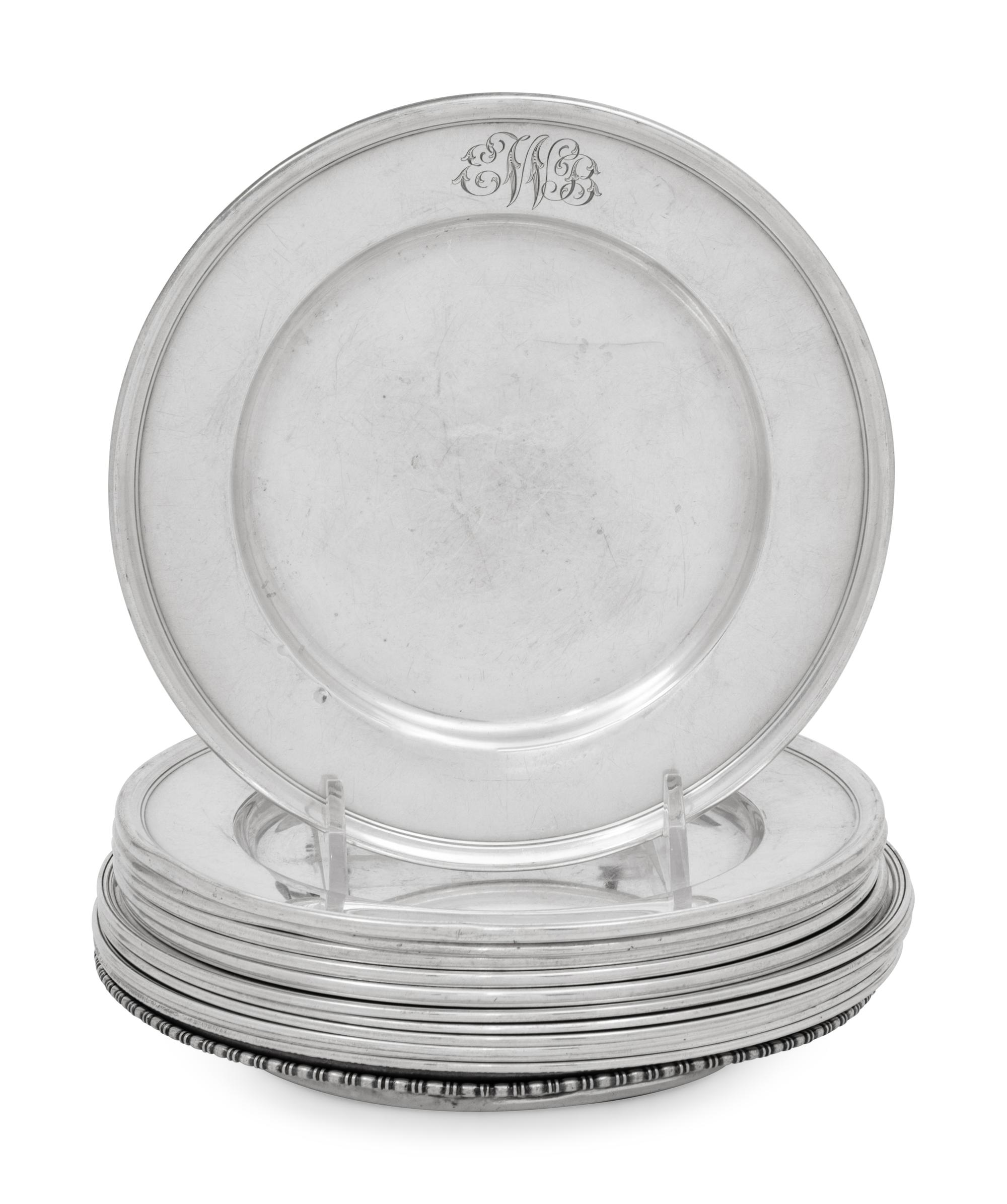 A Collection of American Silver Bread Plates